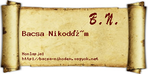 Bacsa Nikodém névjegykártya